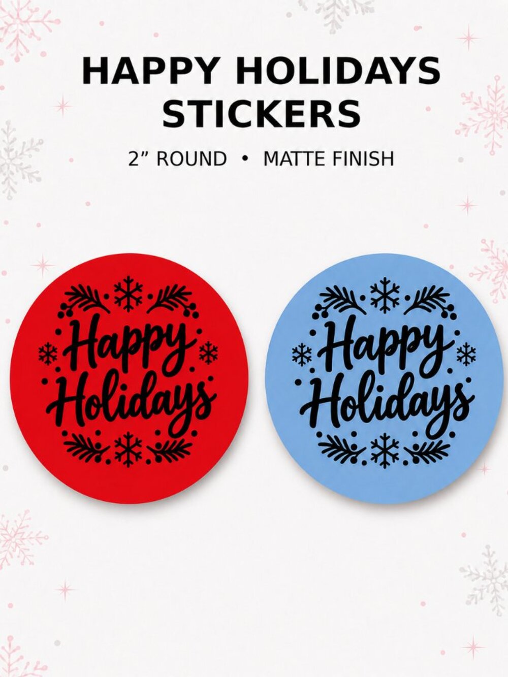 100 Happy Holidays Stickers 2 Inch Round Red Blue Christmas Labels Mailer Seals - Picture 3 of 7